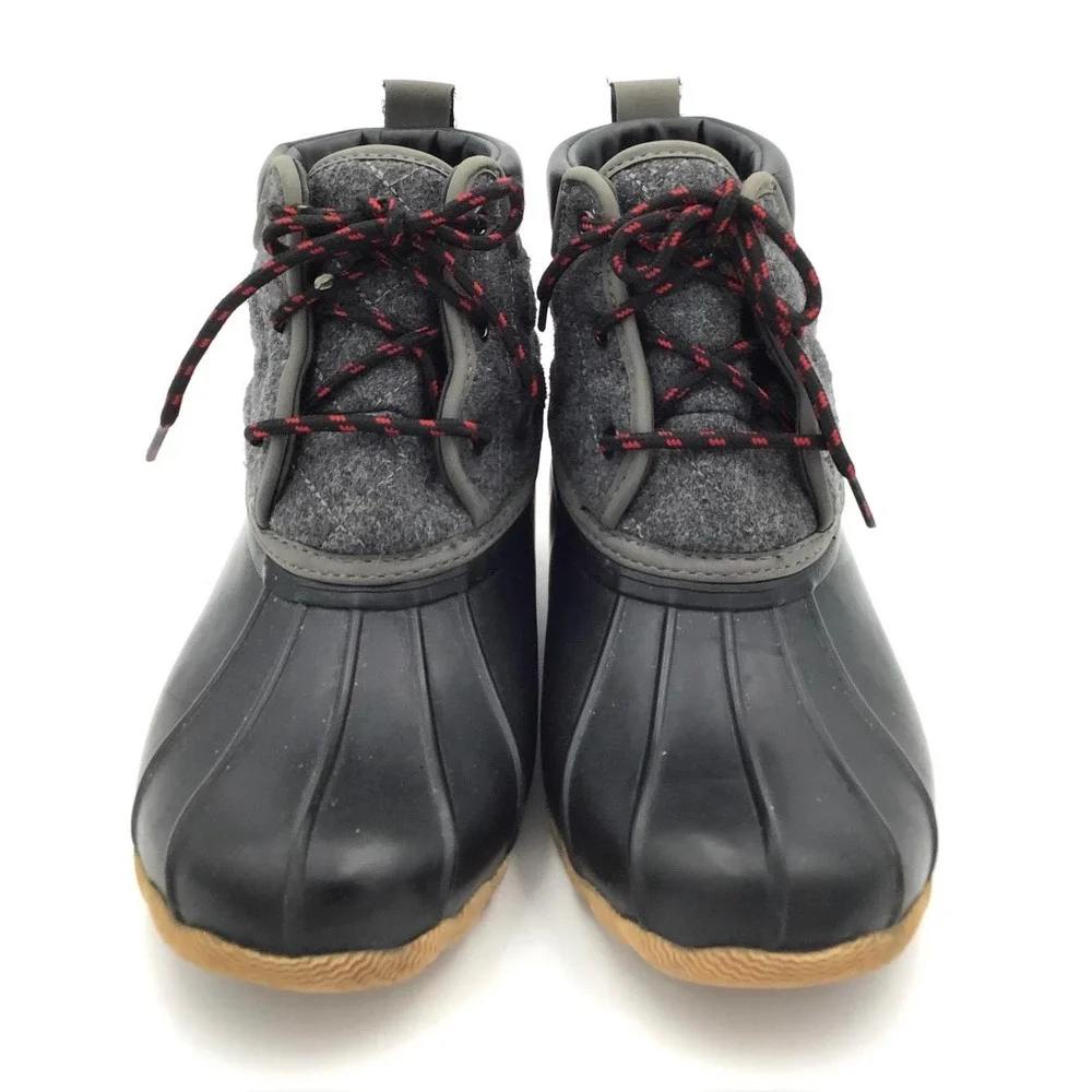 Skechers Duck Ankle Boots Womens 9 Black Grey Felt Quilted Camping Work Gameday